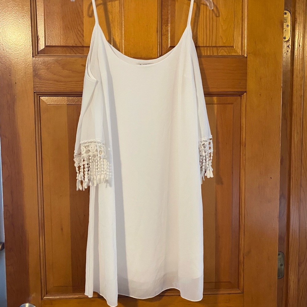 White Off The Shoulder Dress With Sleeve Detail